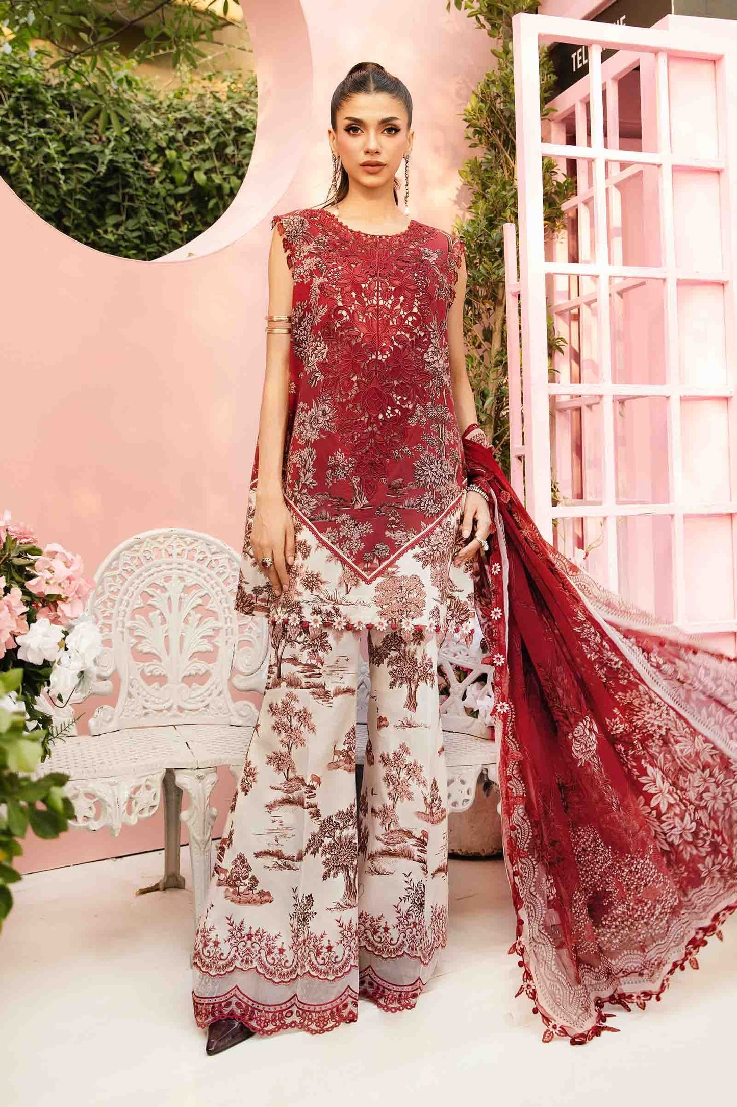 Maria B MPrints- 3 Piece Unstitched Embroidered Lawn Suit | MPT-8-A