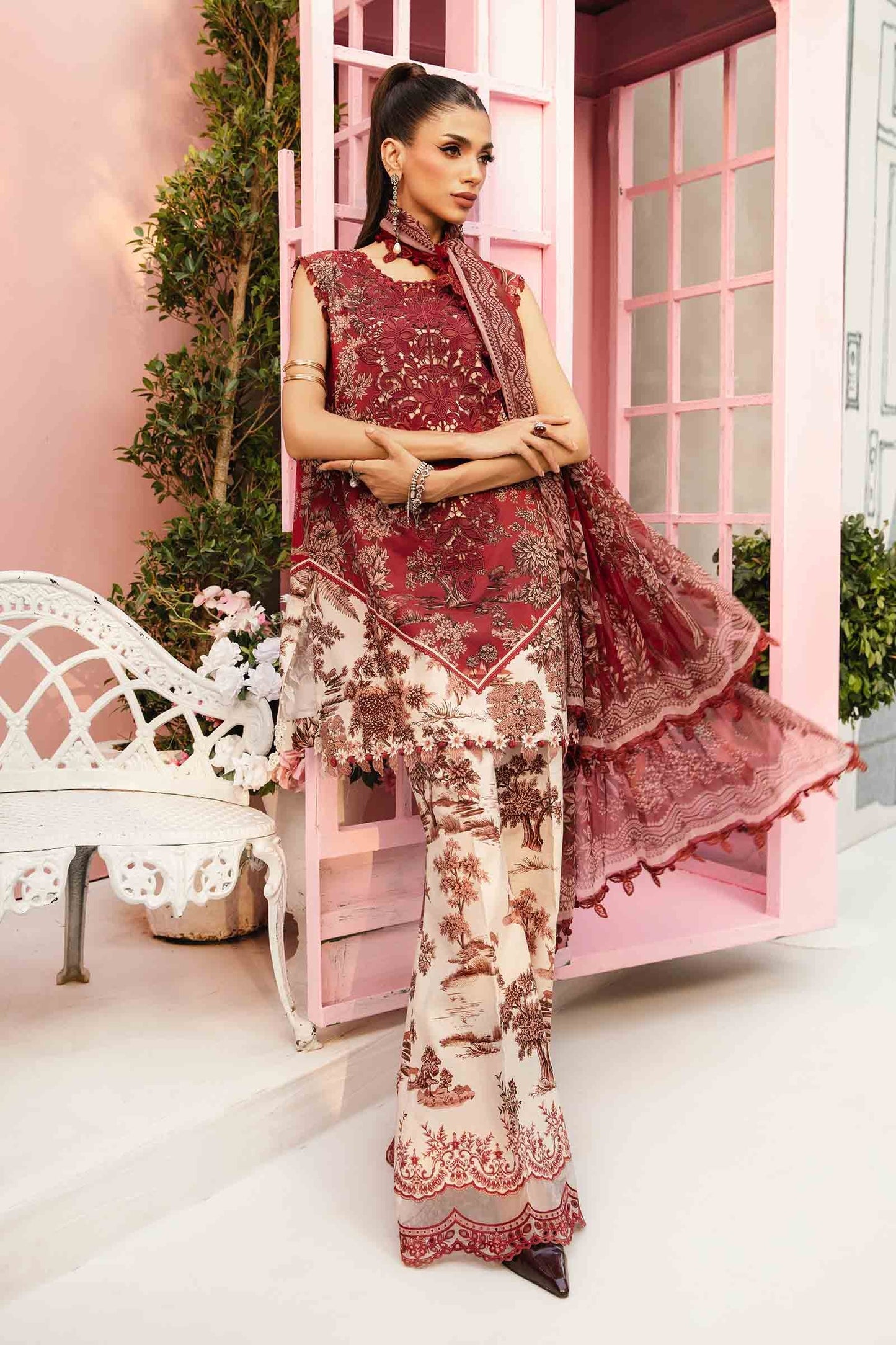 Maria B MPrints- 3 Piece Unstitched Embroidered Lawn Suit | MPT-8-A