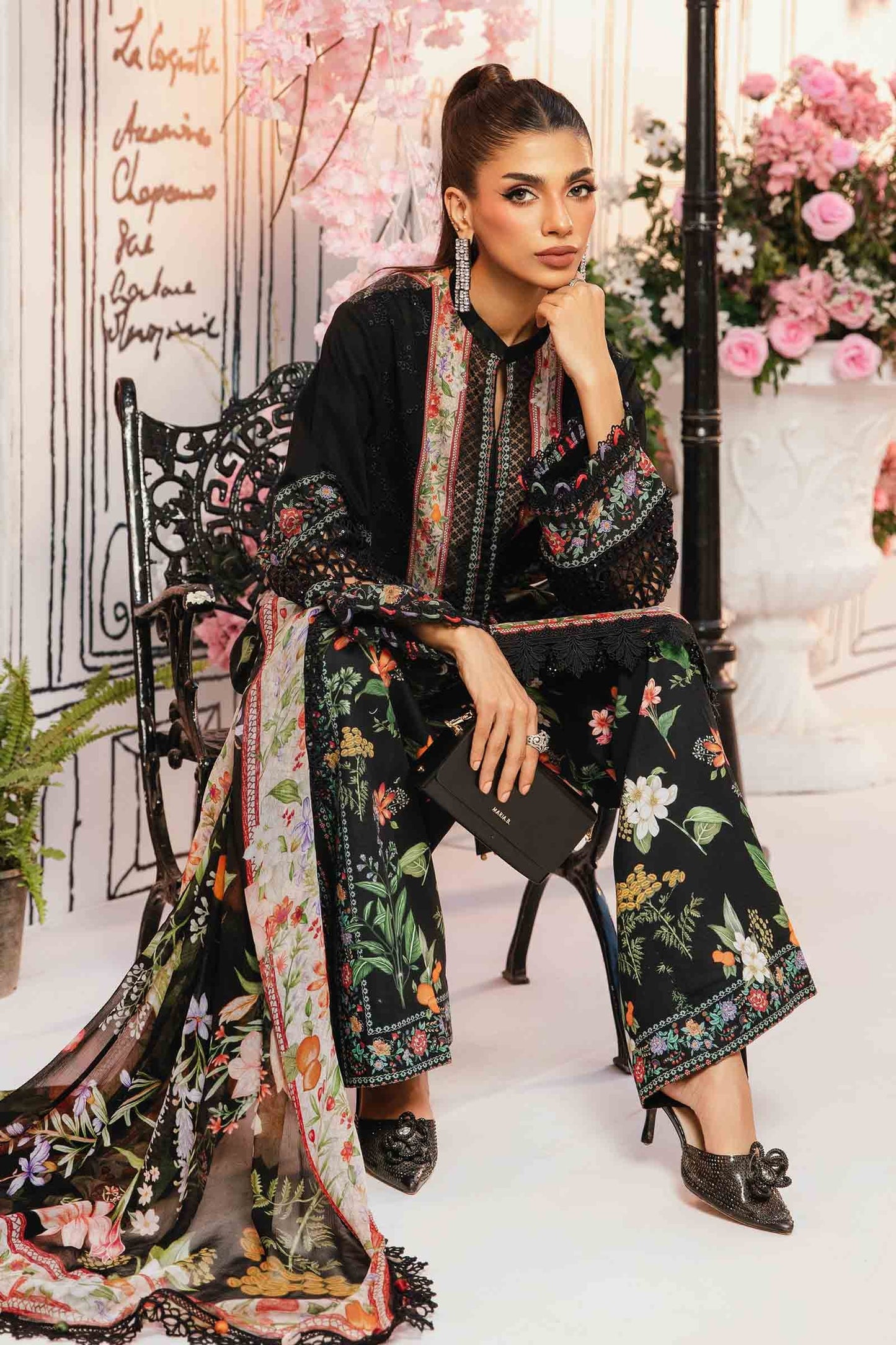 Maria B MPrints- 3 Piece Unstitched Embroidered Lawn Suit | MPT-2610-B