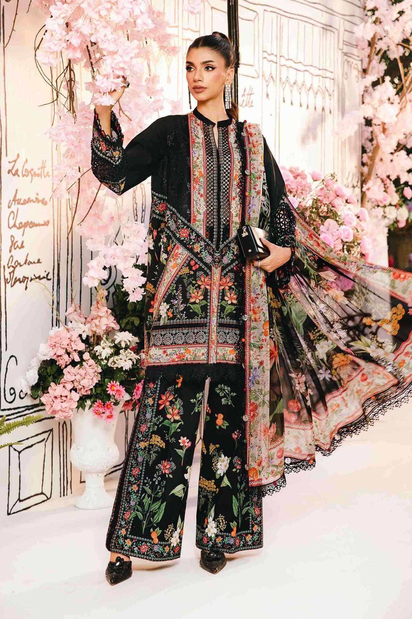 Maria B MPrints- 3 Piece Unstitched Embroidered Lawn Suit | MPT-2610-B