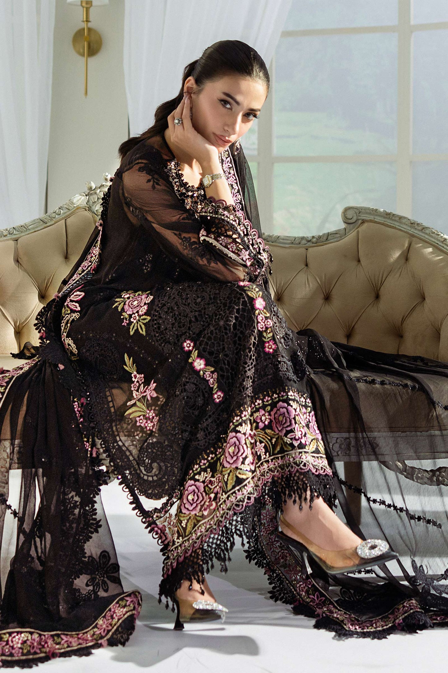 Maria.B. Unstitched Chiffon Embroidered Suit - 104