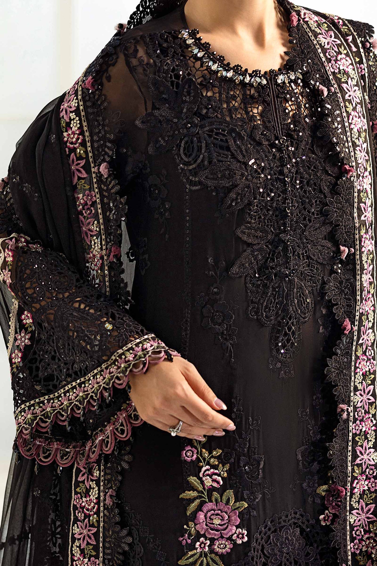 Maria.B. Unstitched Chiffon Embroidered Suit - 104