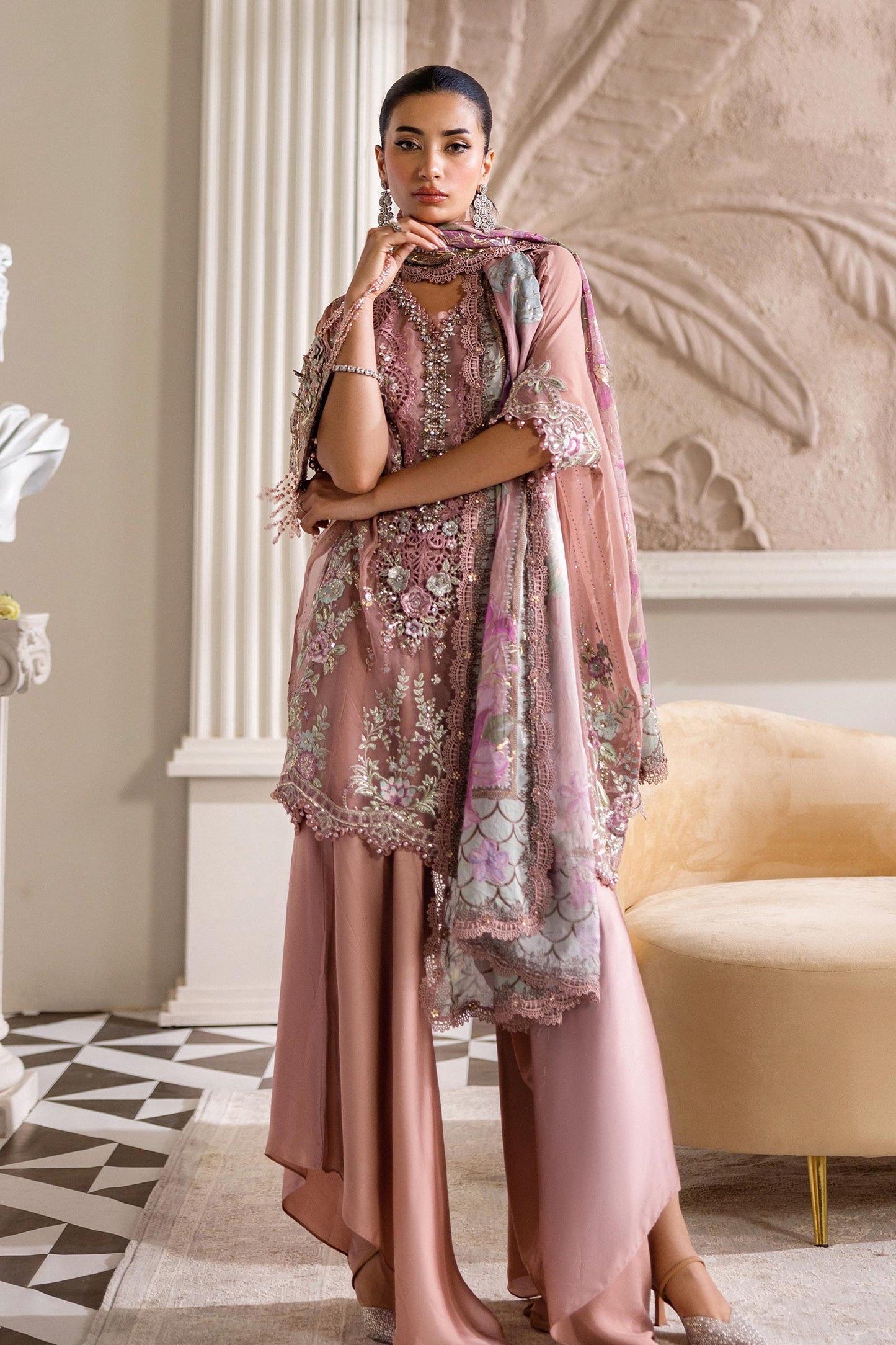 Maria.B. Unstitched Chiffon Embroidered Suit - 105