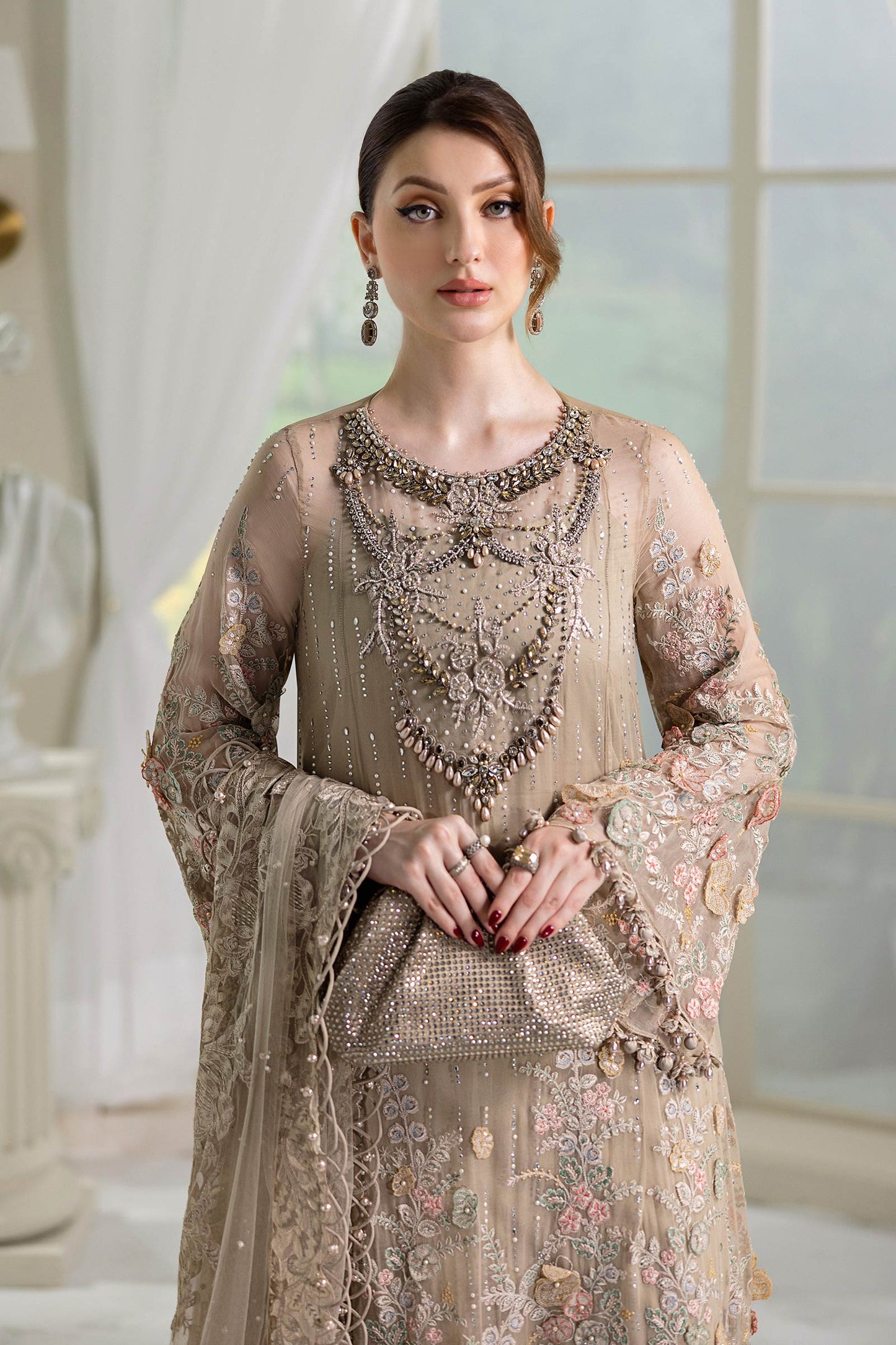 Maria.B. Unstitched Chiffon Embroidered Suit - 107