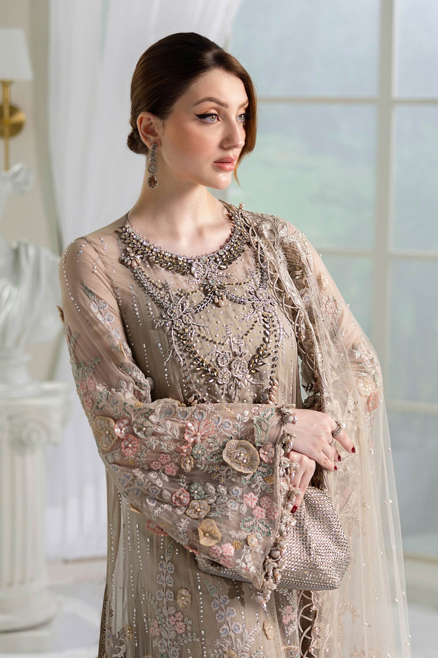 Maria.B. Unstitched Chiffon Embroidered Suit - 107