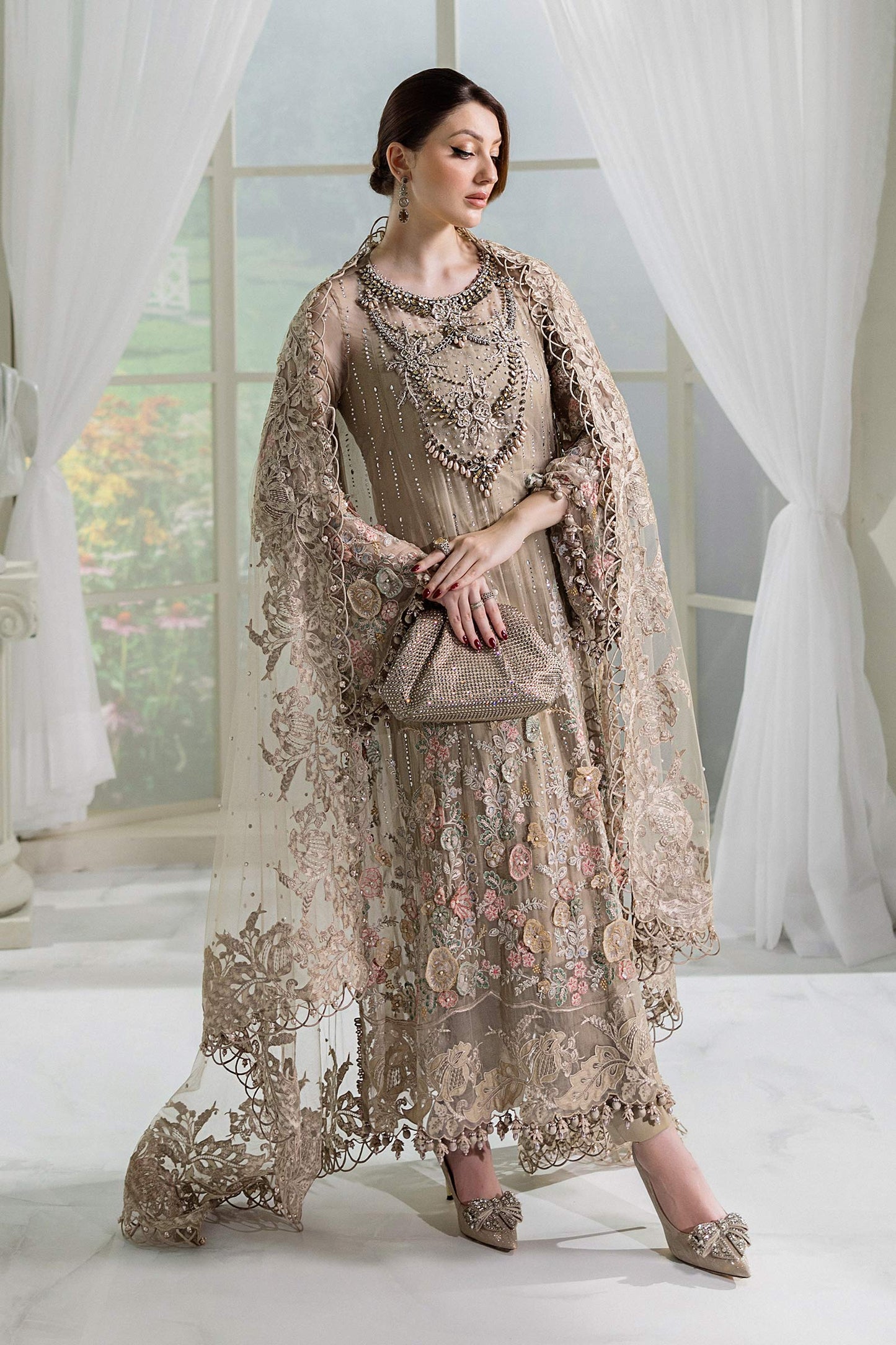 Maria.B. Unstitched Chiffon Embroidered Suit - 107
