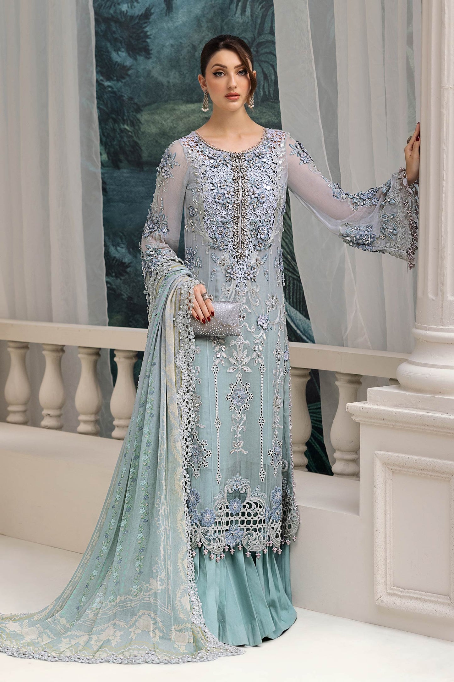Maria.B. Unstitched Chiffon Embroidered Suit - 108