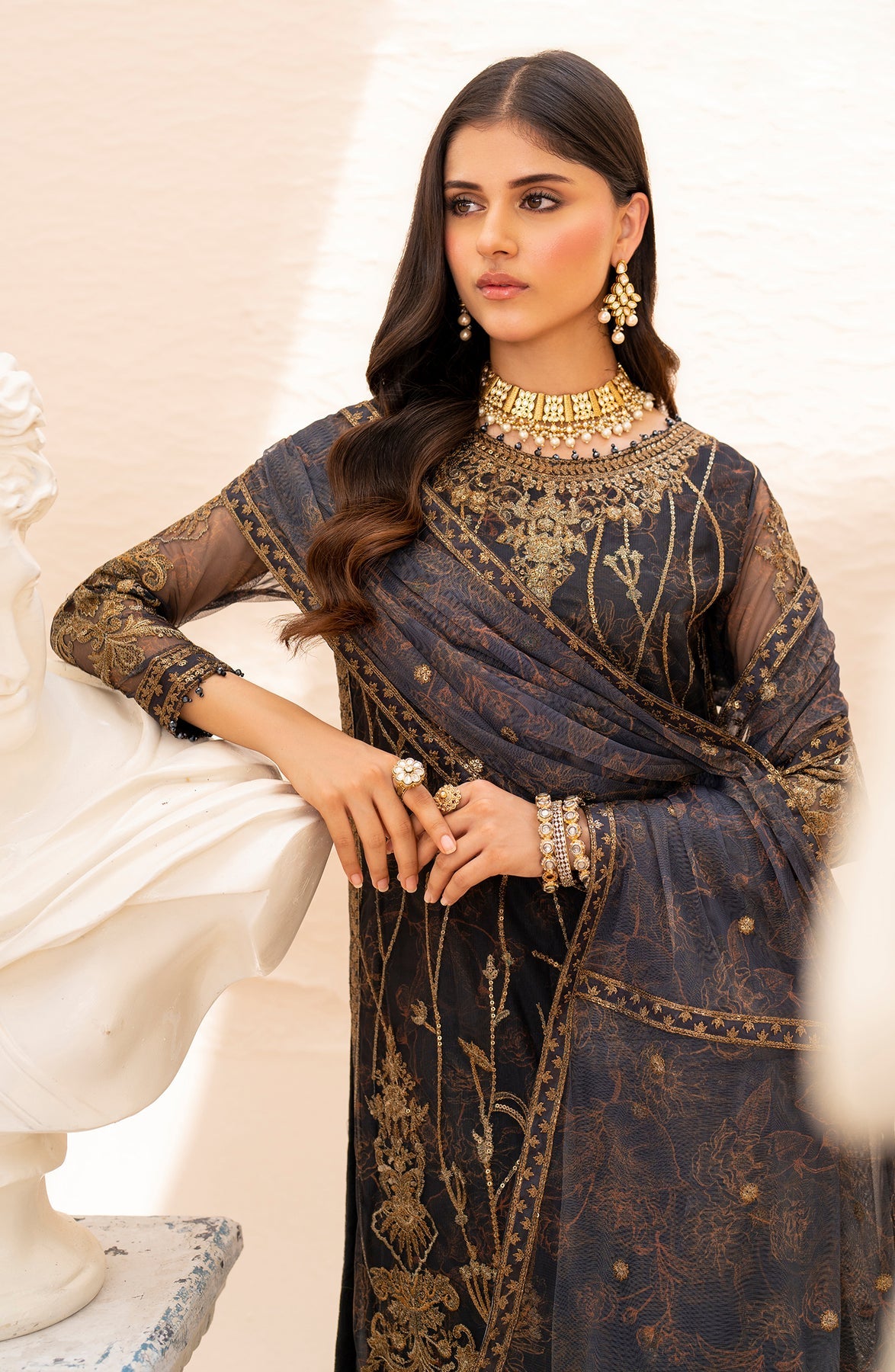 Zarif Maheer Unstitched Embroidered 3pcs Chiffon Formal | SELENE
