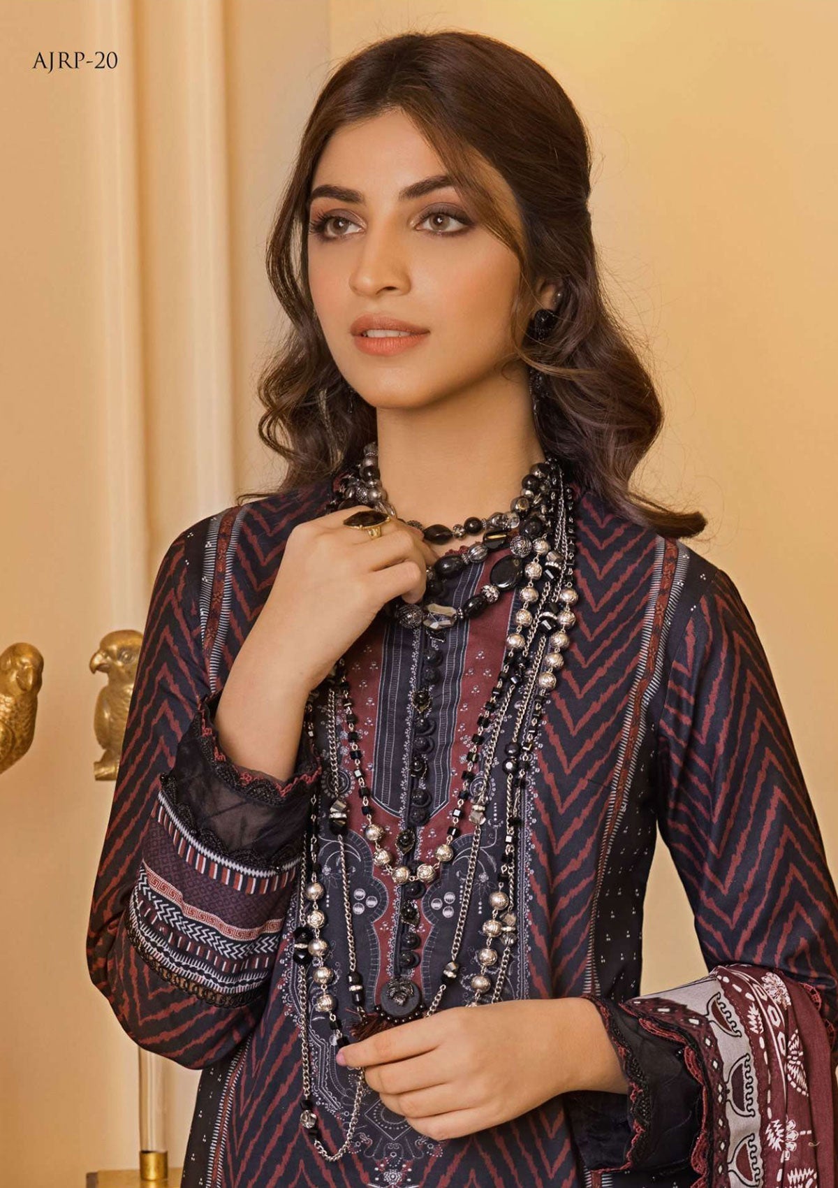 Asim Jofa-Printed Lawn-3pcs-Black AJ-RP-20 - Mirha Fashion