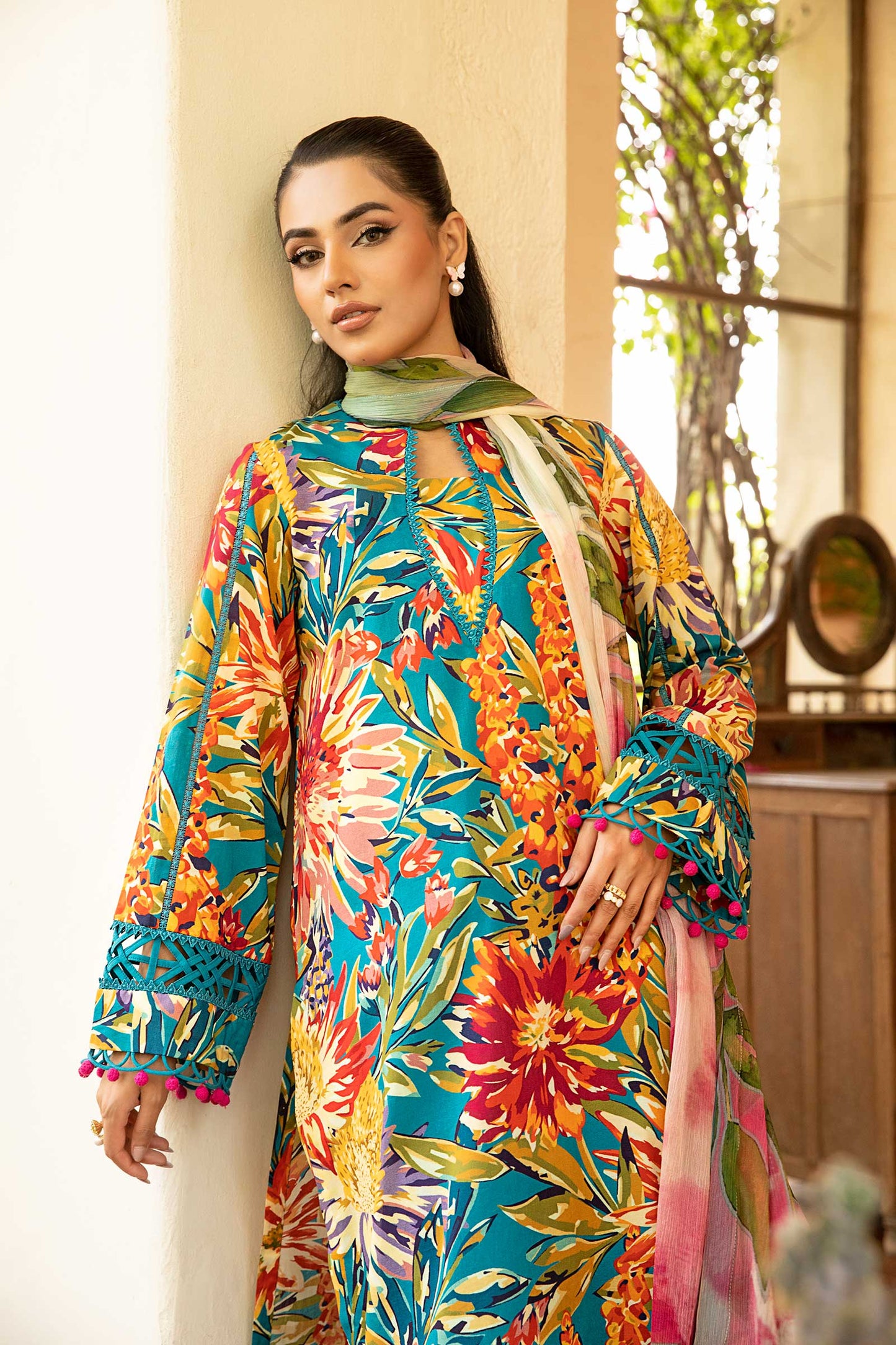 Maria B Mbasic 3 Pc Unstitched Embroidered Lawn Suit | MB-3A