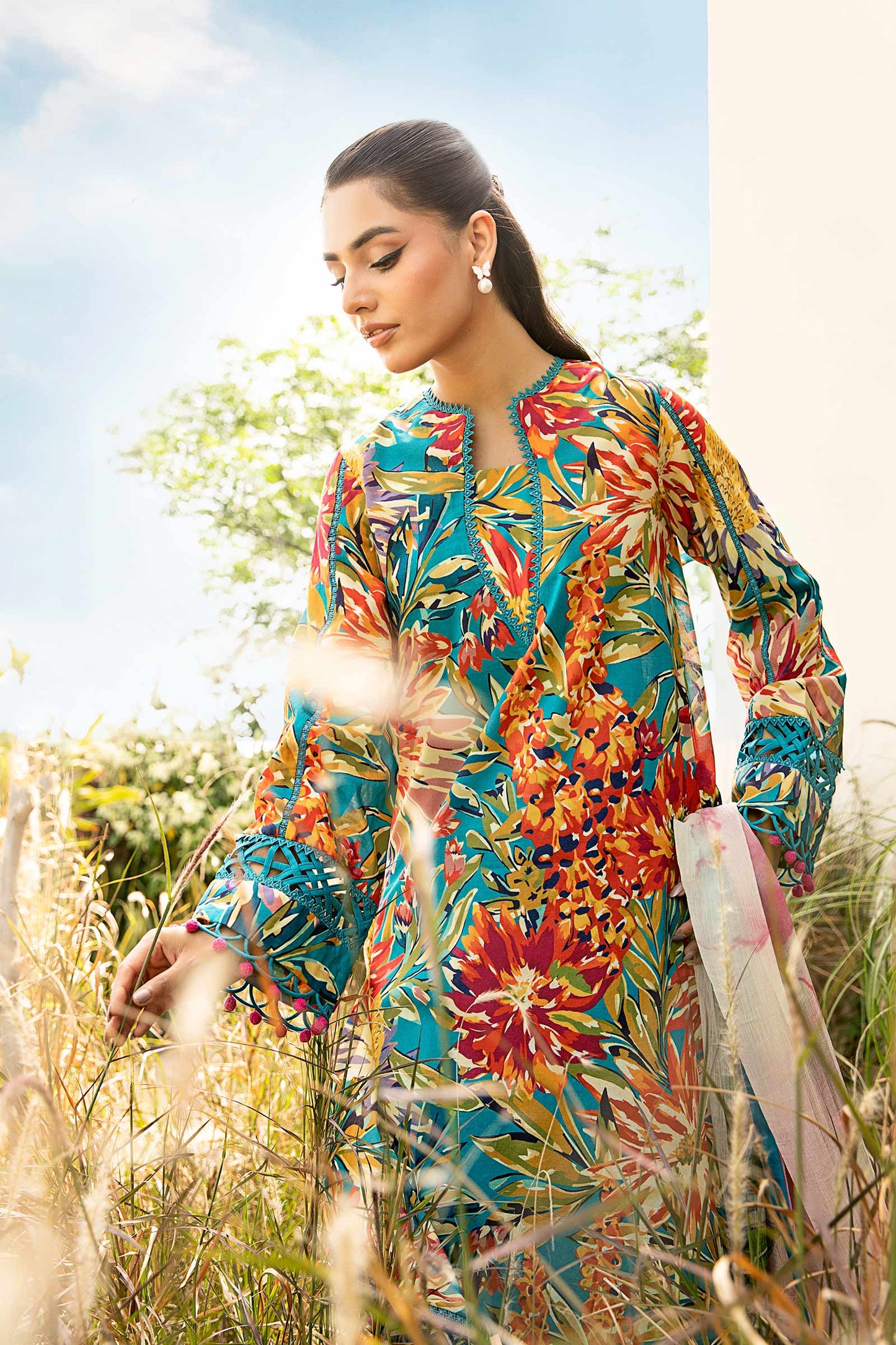 Maria B Mbasic 3 Pc Unstitched Embroidered Lawn Suit | MB-3A