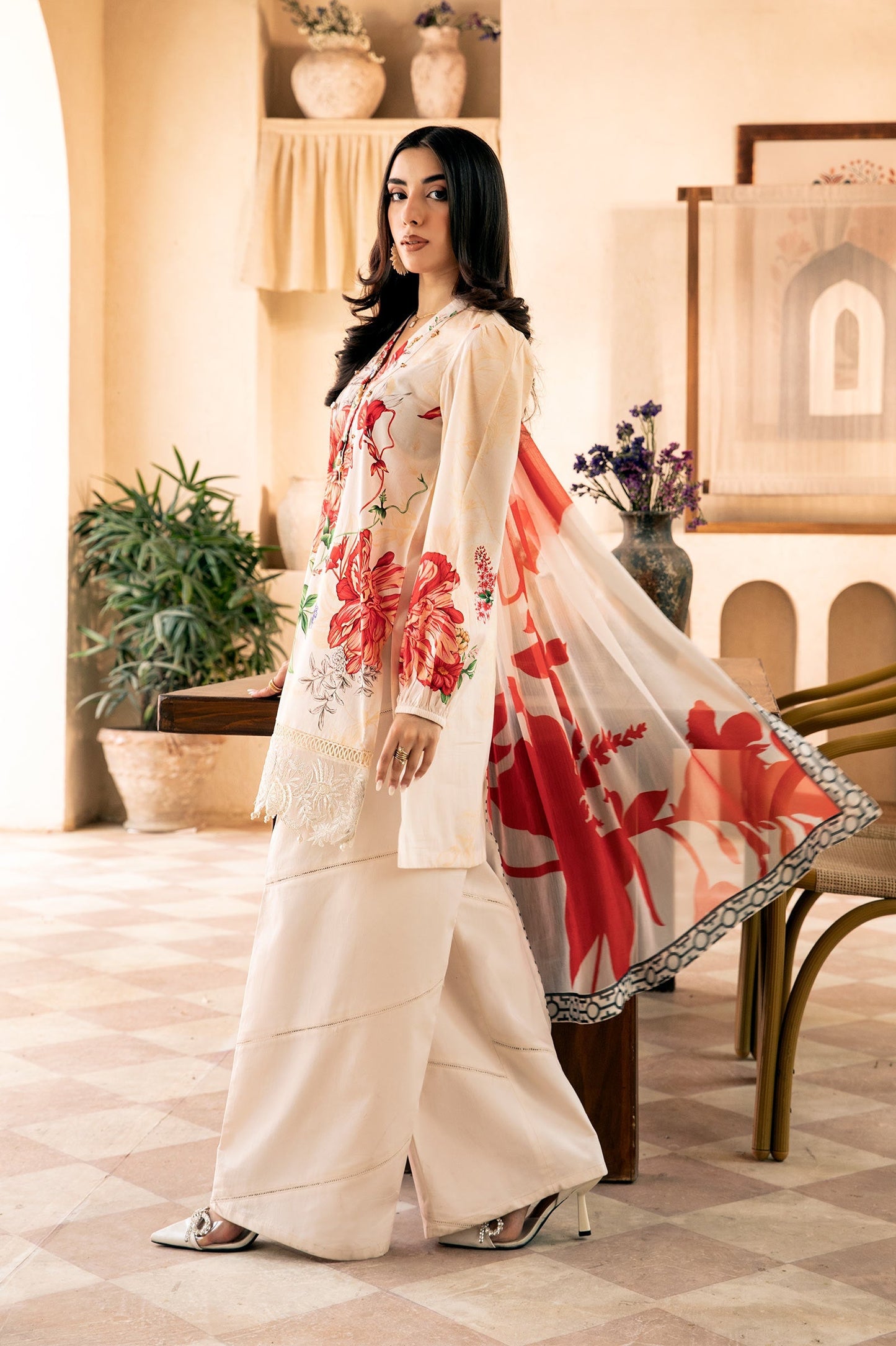 Maria B Mbasic 3 Pc Unstitched Embroidered Lawn Suit | MB-7B