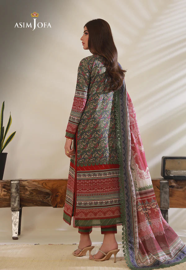 Asim Jofa Unstitched Embroidered Lawn 3-Piece 2023 | AJBP-08