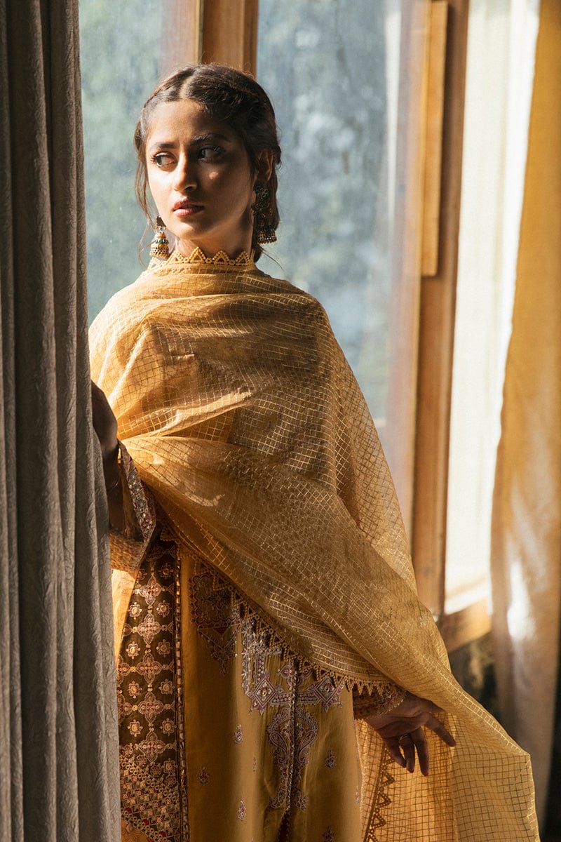 Qalamkar Luxury Festive Lawn Collection 2022 – EB-04 SIENNA - Mirha Fashion