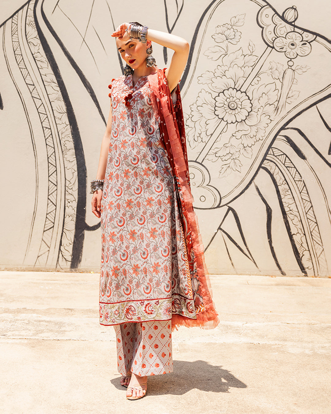 Roheenaz Taneez Block Print Lawn Collection | Yekta-3B