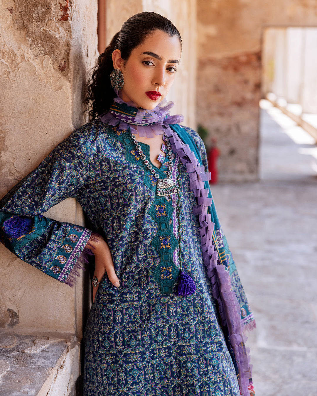 Roheenaz Taneez Block Print Lawn Collection | Elika-6B