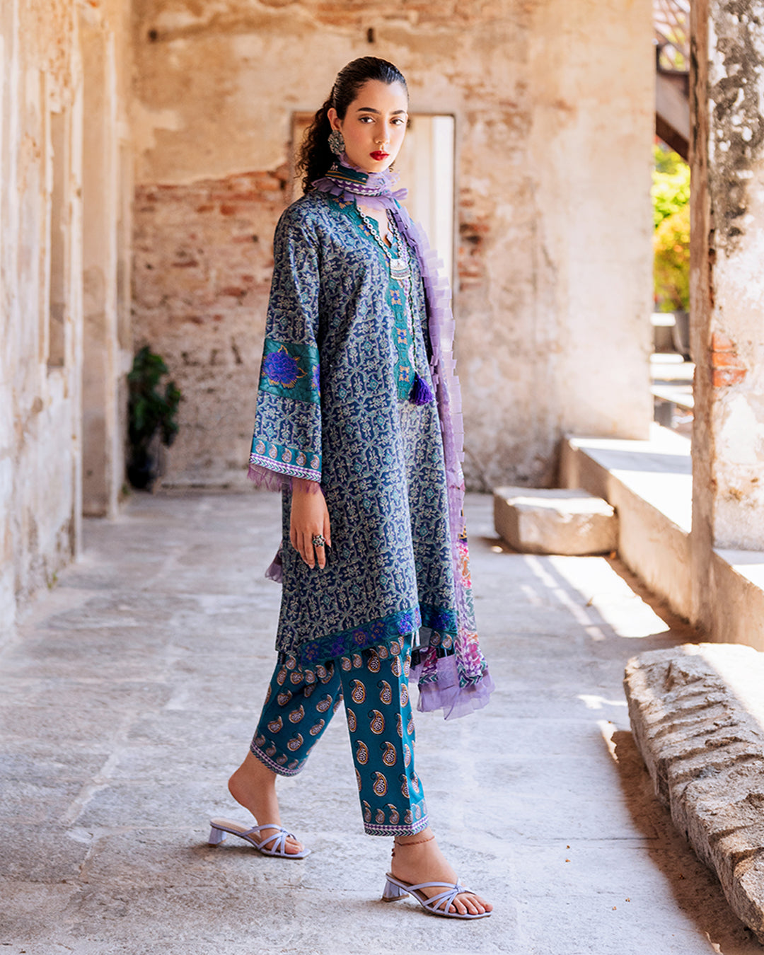 Roheenaz Taneez Block Print Lawn Collection | Elika-6B