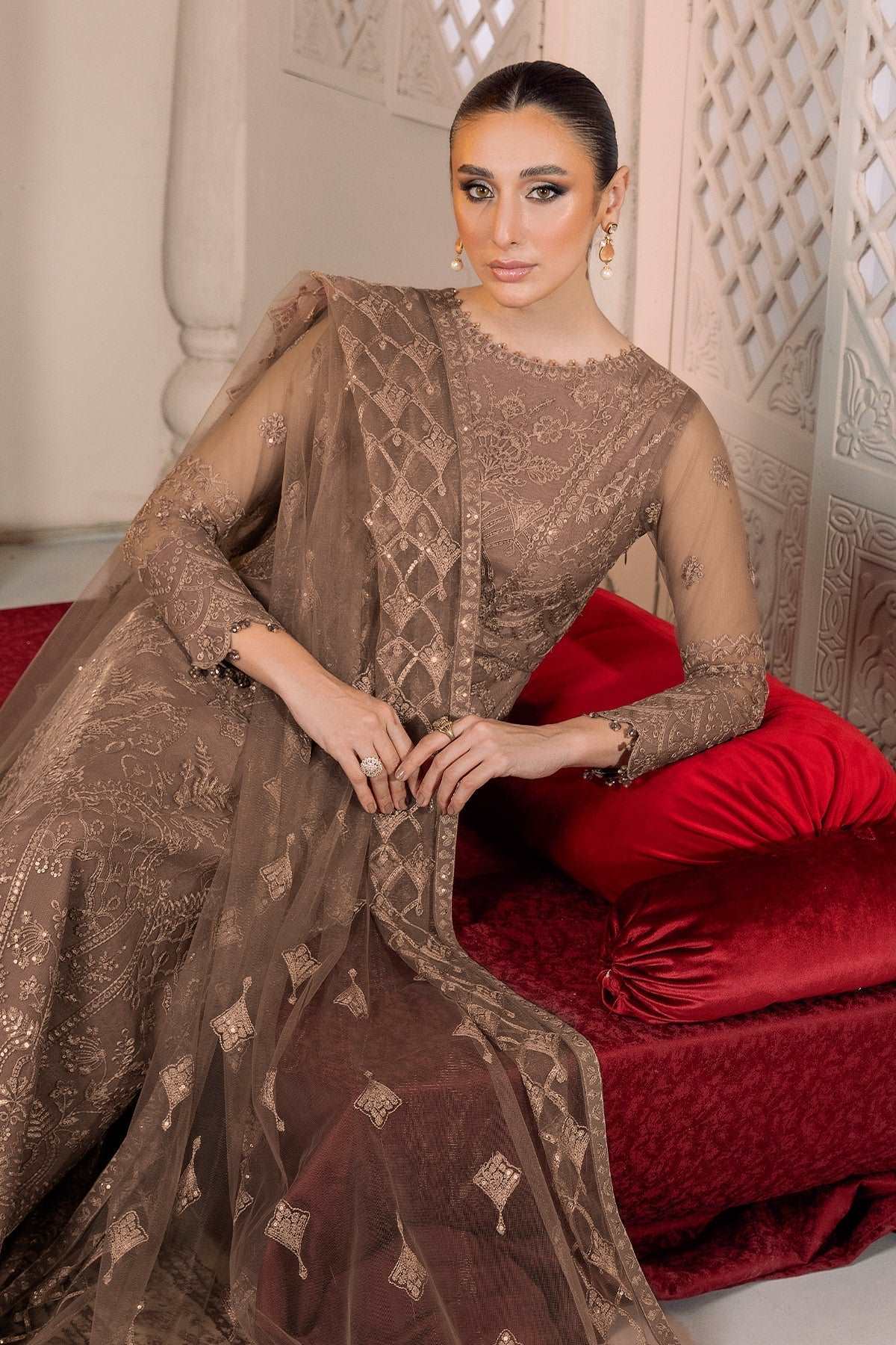 Alizeh Dua Luxury Formals | Ryan- Beige - Mirha Fashion - Alizeh - Luxury Formals -
