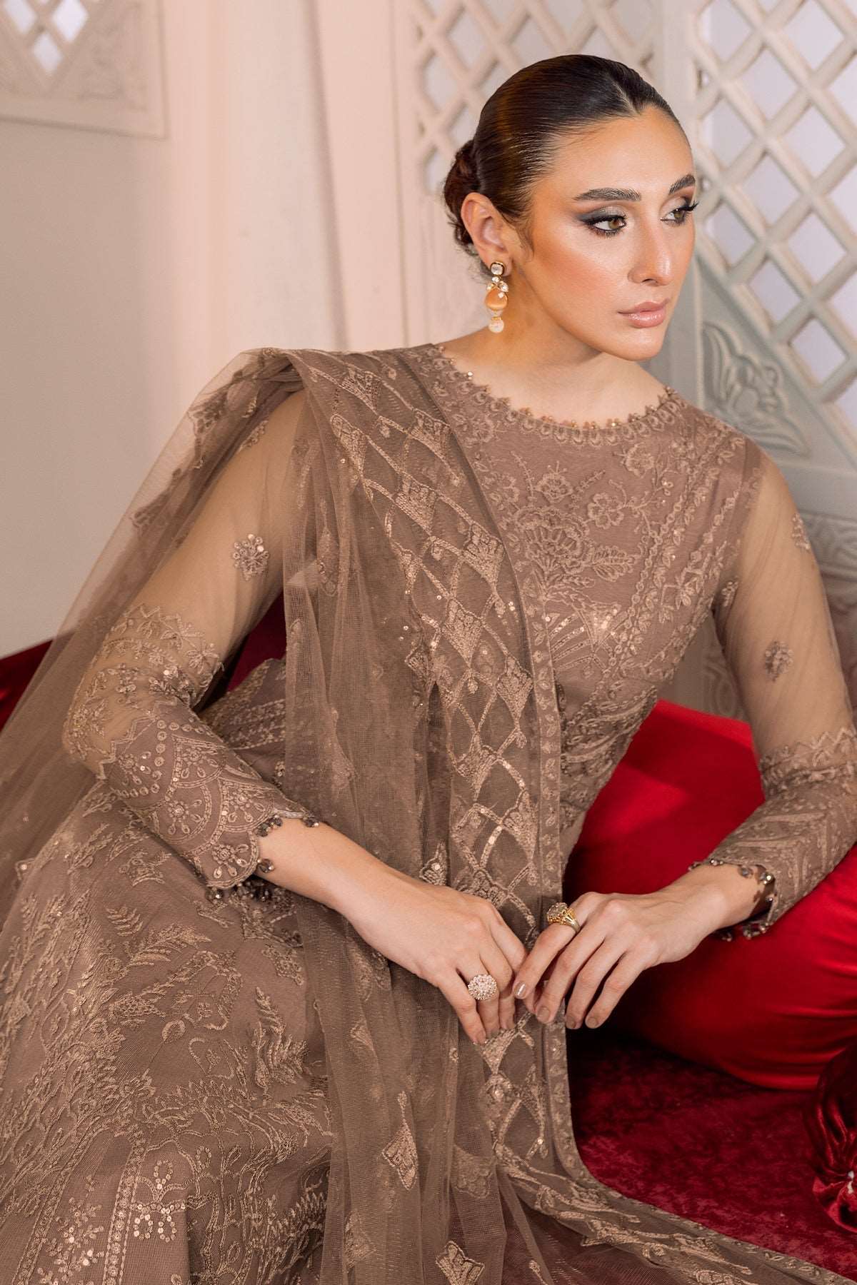 Alizeh Dua Luxury Formals | Ryan- Beige - Mirha Fashion - Alizeh - Luxury Formals -