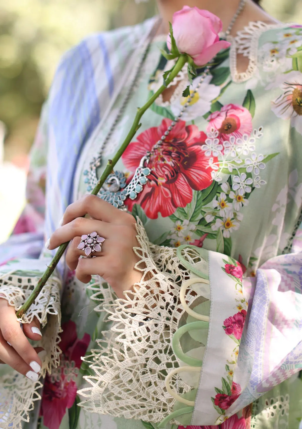 Elaf Printed Chickenkari Lawn collection 2024 | ECK-6B | Oasis