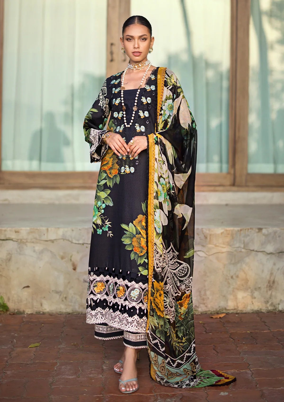 Elaf Signature Embroidered Lawn Collection | ESL-08B NIGHTFALL - Mirha Fashion