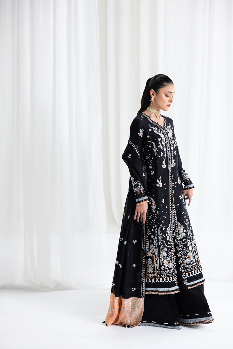 Qalamkar Luxury Lawn 2025 - 3pc Unstitched  | Misha - Mirha Fashion
