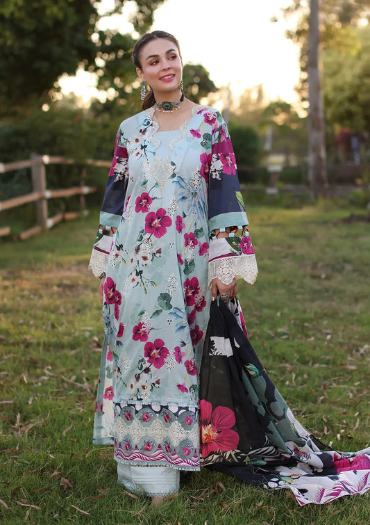 Elaf Print Chikankari Lawn 2024 | AQUABELLA | ECK-01B