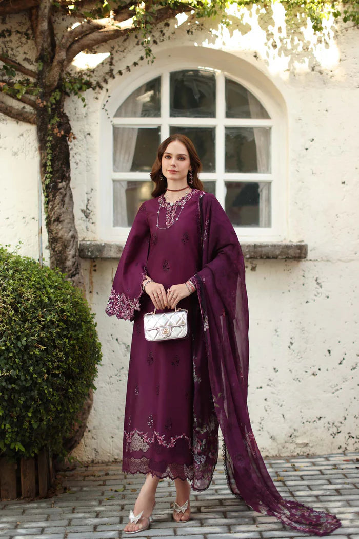 Noor By Saadia Asad Luxe Chikenkari Unstitched Collection 2026 | D1-A plumberry - Mirha Fashion
