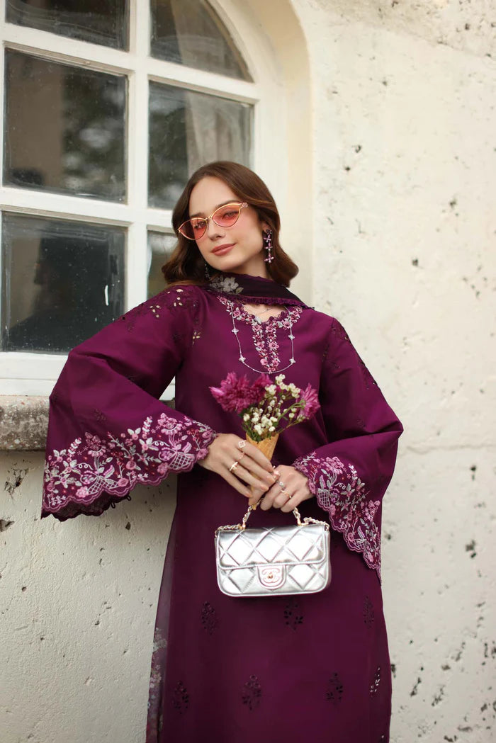 Noor By Saadia Asad Luxe Chikenkari Unstitched Collection 2026 | D1-A plumberry - Mirha Fashion