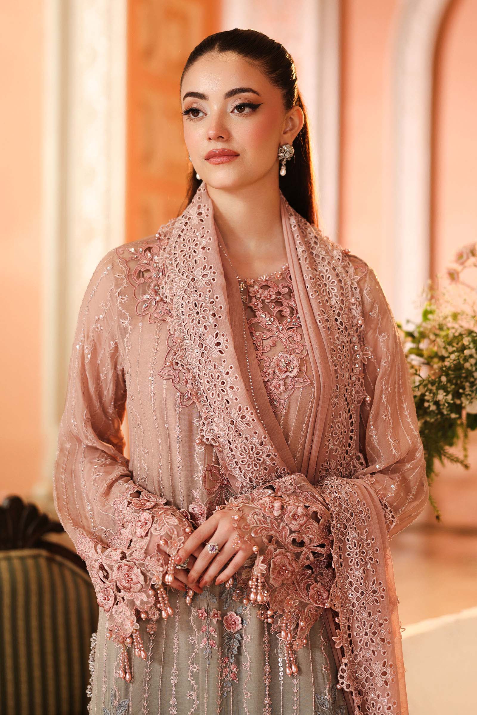 Maria B Chiffon Unstitched  Collection  2026 | MPC-26-202-Ombre Blossom