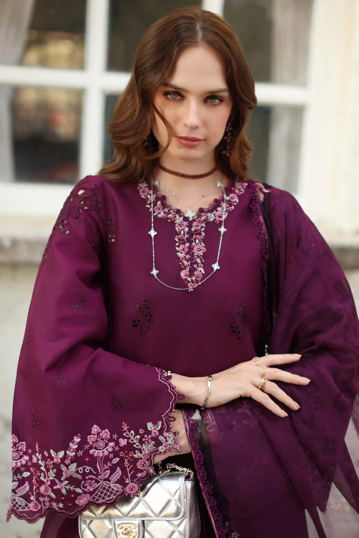 Noor By Saadia Asad Luxe Chikenkari Unstitched Collection 2026 | D1-A plumberry - Mirha Fashion