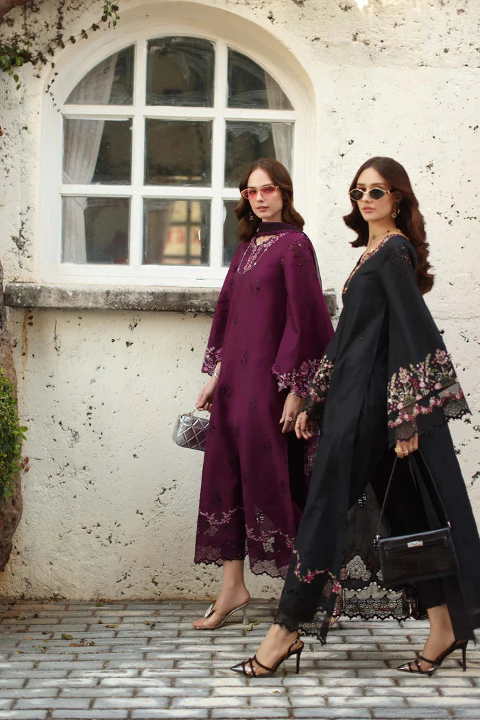 Noor By Saadia Asad Luxe Chikenkari Unstitched Collection 2026 | D1-A plumberry - Mirha Fashion