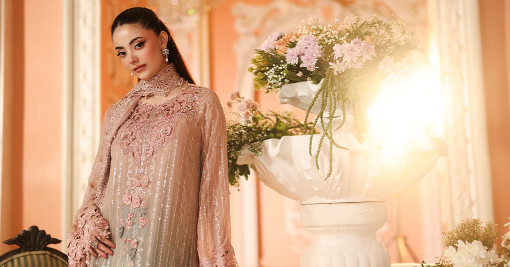 Maria B Chiffon Unstitched  Collection  2026 | MPC-26-202-Ombre Blossom