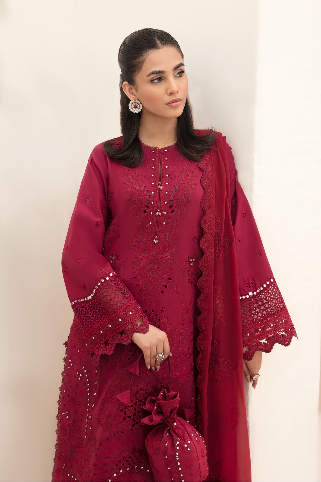 Lawn Collection - Afrozeh - Chikankari - CLARET - D#8 - Mirha Fashion