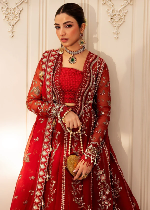 Sadaf Fawad Khan Siraa Festive 3 PCS Unstitched | SCARLET