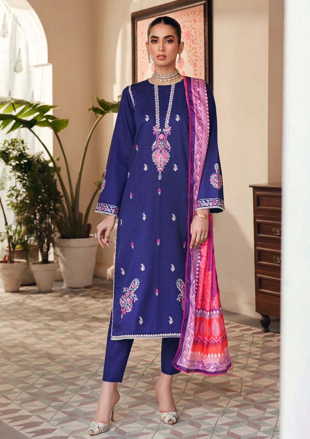 Raj Bari Essential Premium Embroidered 3-Piece Lawn | 4 - Mirha Fashion