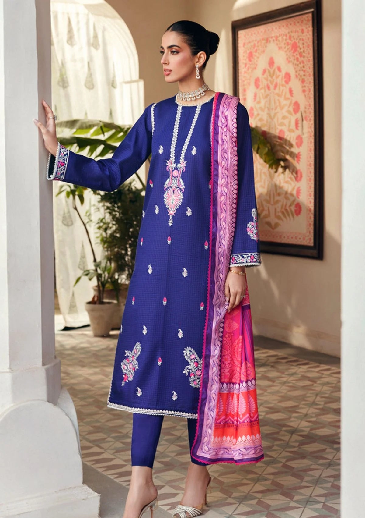 Raj Bari Essential Premium Embroidered 3-Piece Lawn | 4 - Mirha Fashion