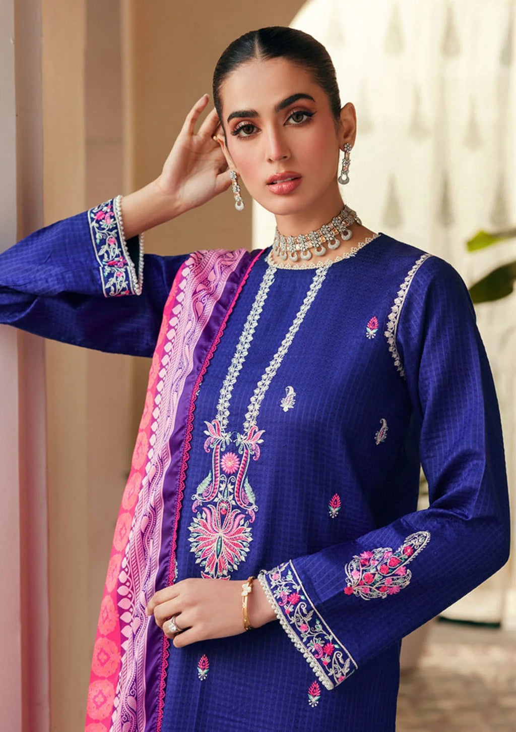 Raj Bari Essential Premium Embroidered 3-Piece Lawn | 4 - Mirha Fashion