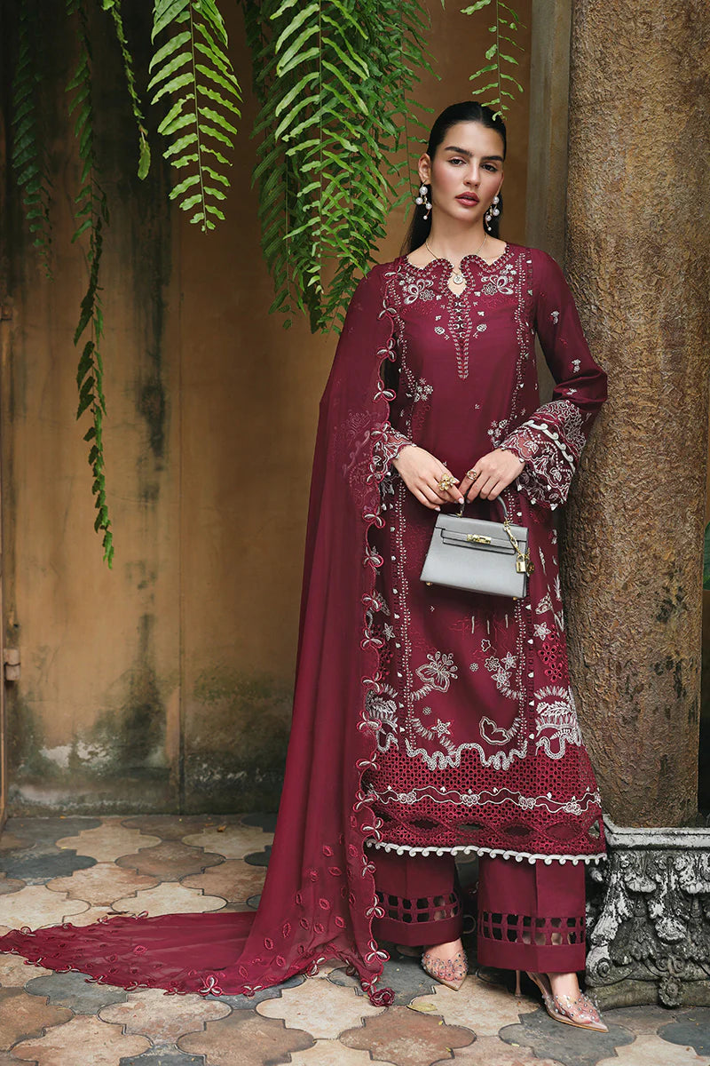 Qalamakar Qline Lawn Drop 1 Unstitched Collection 2026 | GARNET - Mirha Fashion