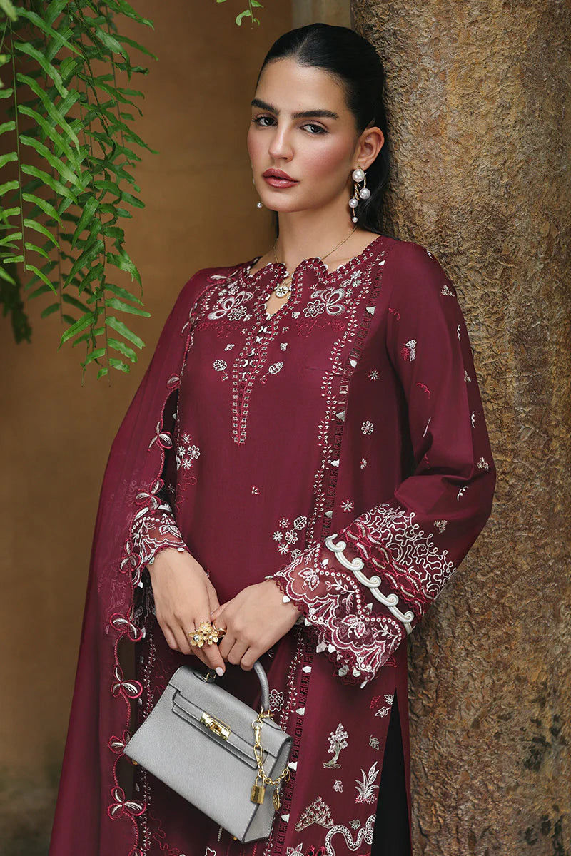 Qalamakar Qline Lawn Drop 1 Unstitched Collection 2026 | GARNET - Mirha Fashion