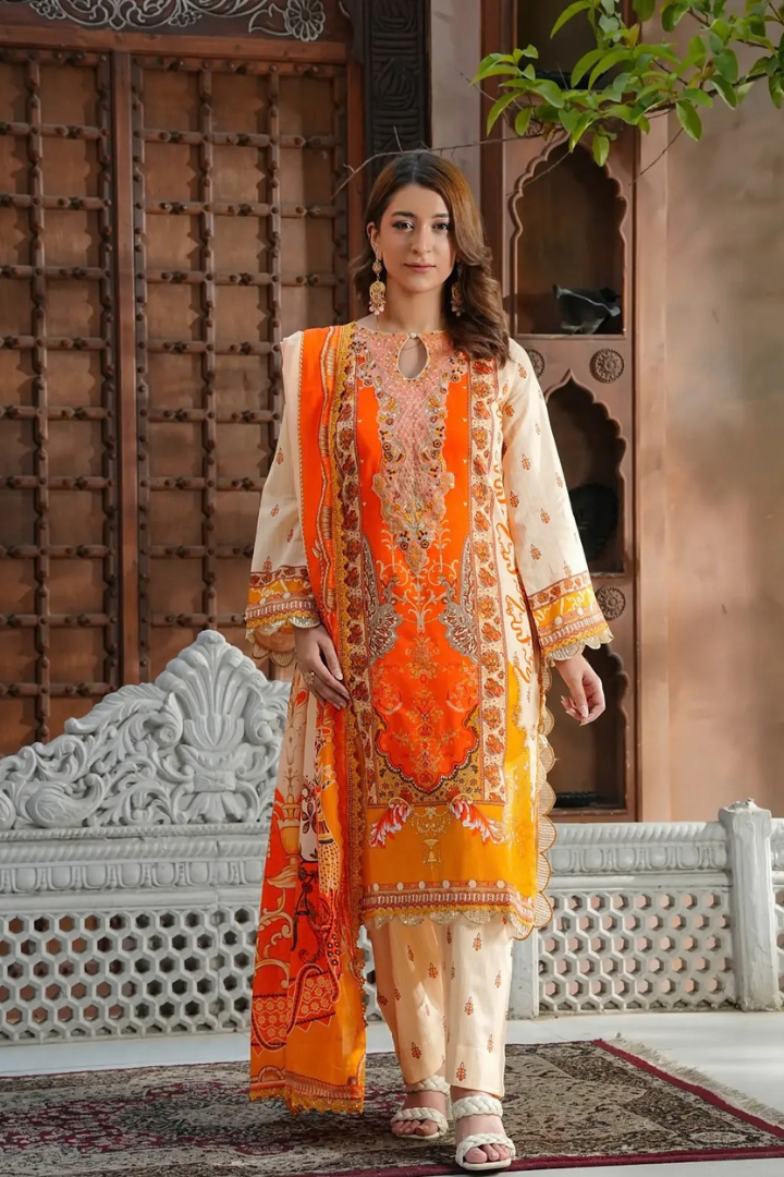 Shaanse Monsoon Luxury pret Cotton Ready to Wear Collection 2026 | Offwhite Orange