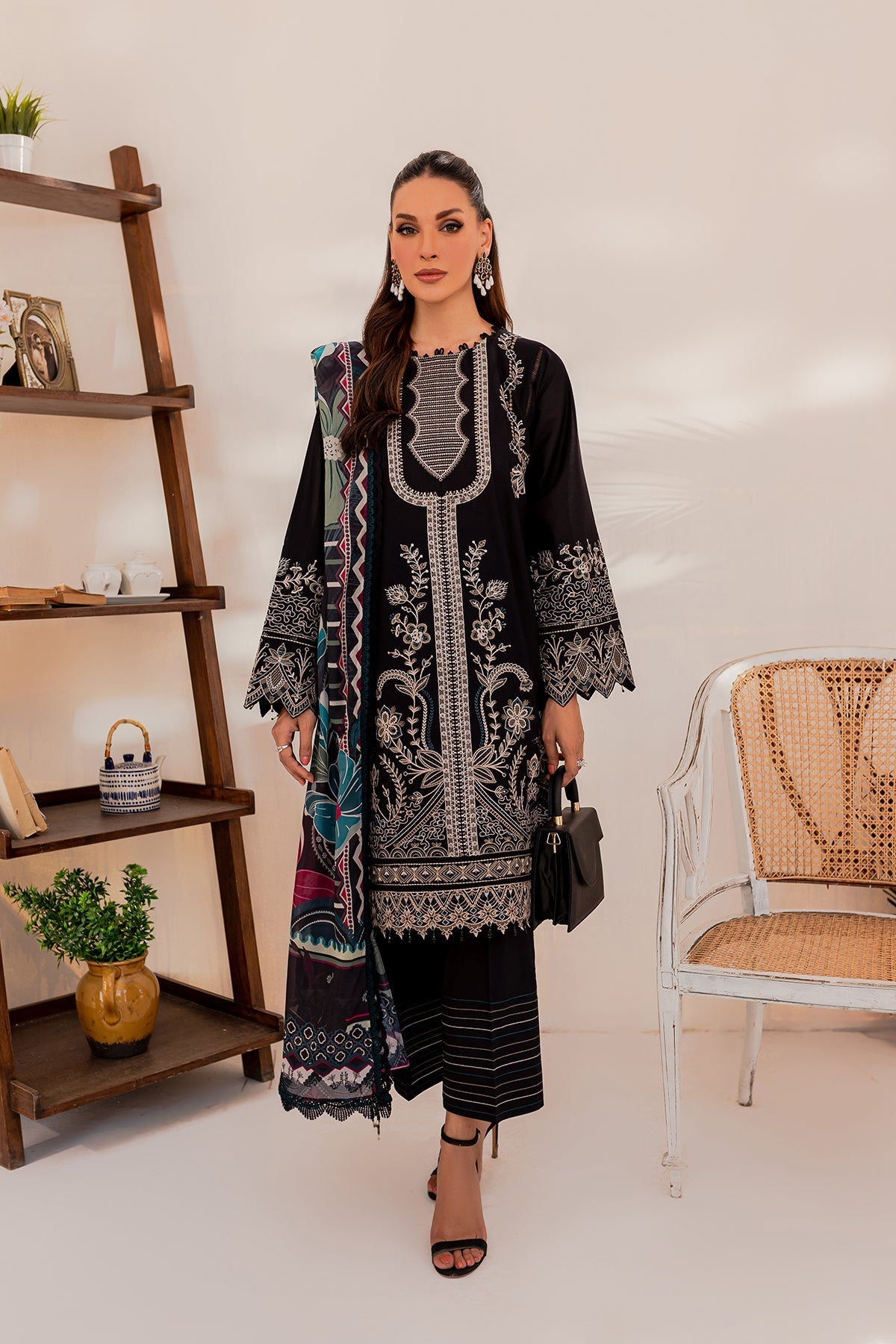 Farasha Mehk Festive Lawn 2023 | Black Floret