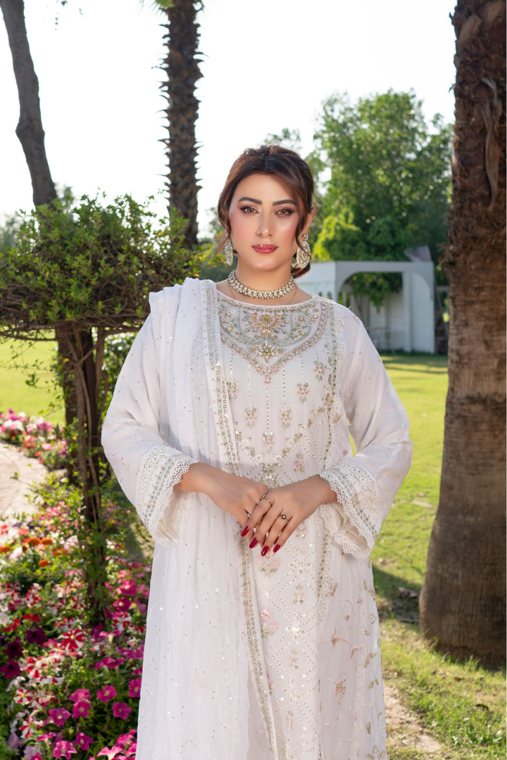 Agha Noor Luxury Gowns Rimjhim Vol-05 Ready to Wear Collection | White - Mirha Fashion