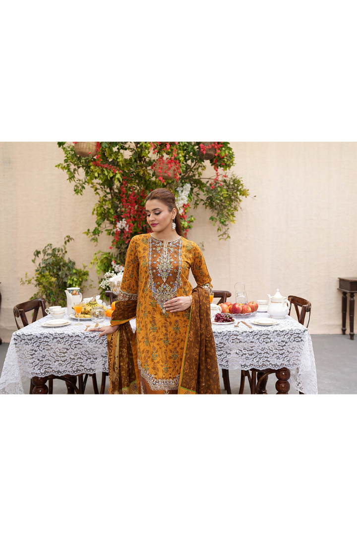 Shaanse Khuwab Vol-2 Ready To Wear Emb Cotton Collection 2026 | Mustard - Mirha Fashion