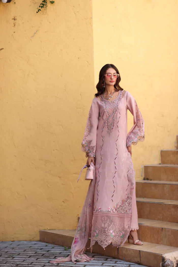 Noor By Saadia Asad Luxe Chikenkari Unstitched Collection 2026 | D2-A Pink - Mirha Fashion