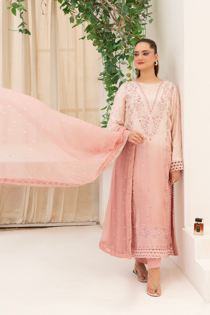 Shaanse Luxury Ombre Silk Ready to Wear Collection 2026 | Peach