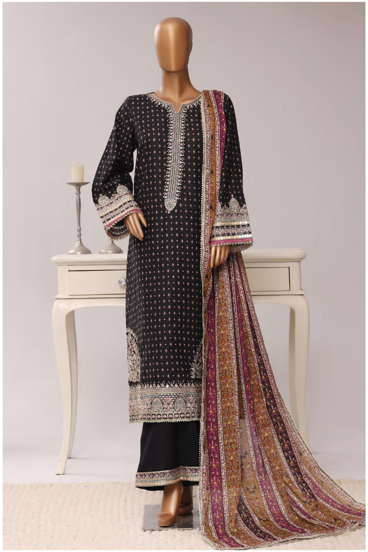 Sadabahar Regal Festive Emb Lawn Vol-3 Ready to Wear Collection | Black