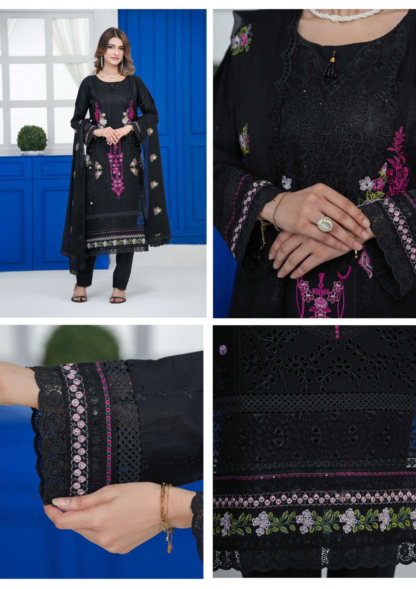 Agha Noor Cotton Ready To Wear Collection Khushi | Black