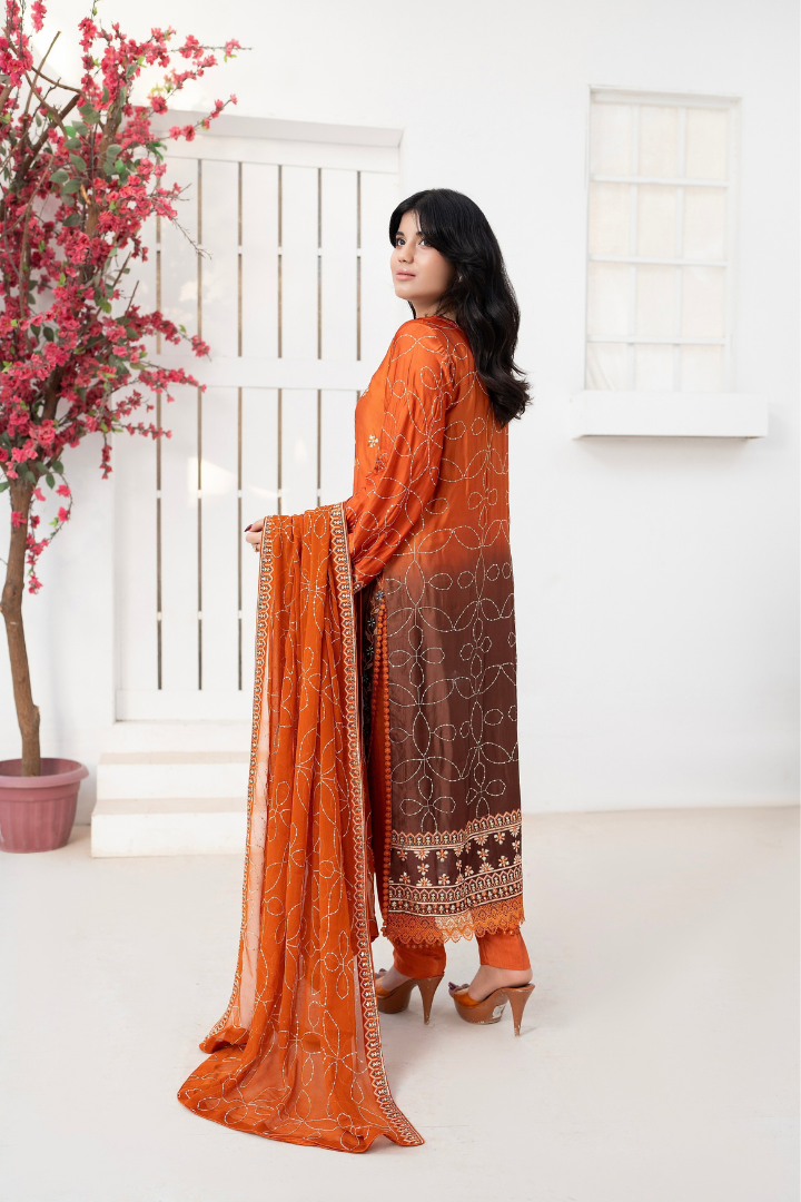 Shaanse Luxury Ombre Silk Vol-6 Ready to Wear Collection 2026 | Rust