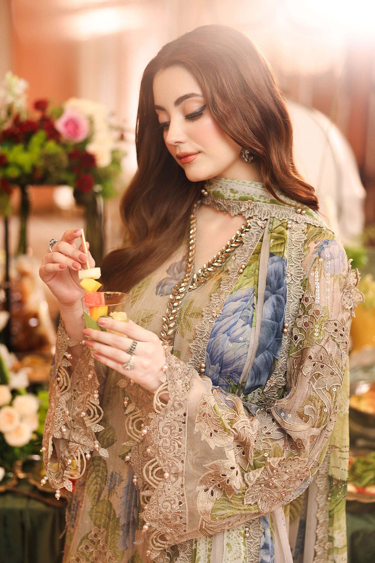 Maria B Chiffon Unstitched  Collection  2026 | MPC-26-203-Warm Beige